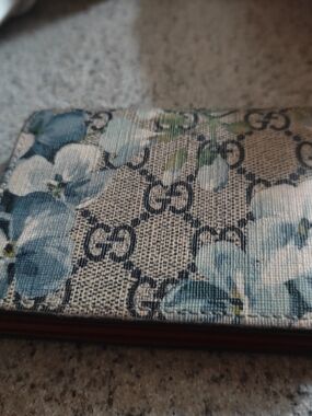 Gucci Floral Monogram Card Wallet - Blue Floral